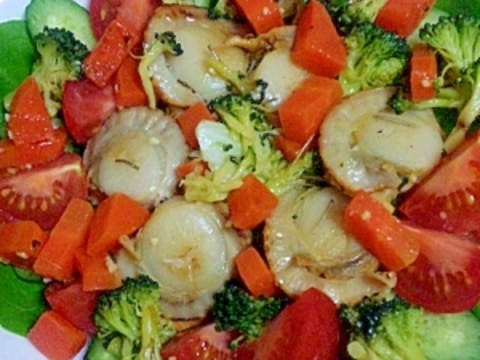 簡単☆彩り野菜と帆立のホットサラダ
